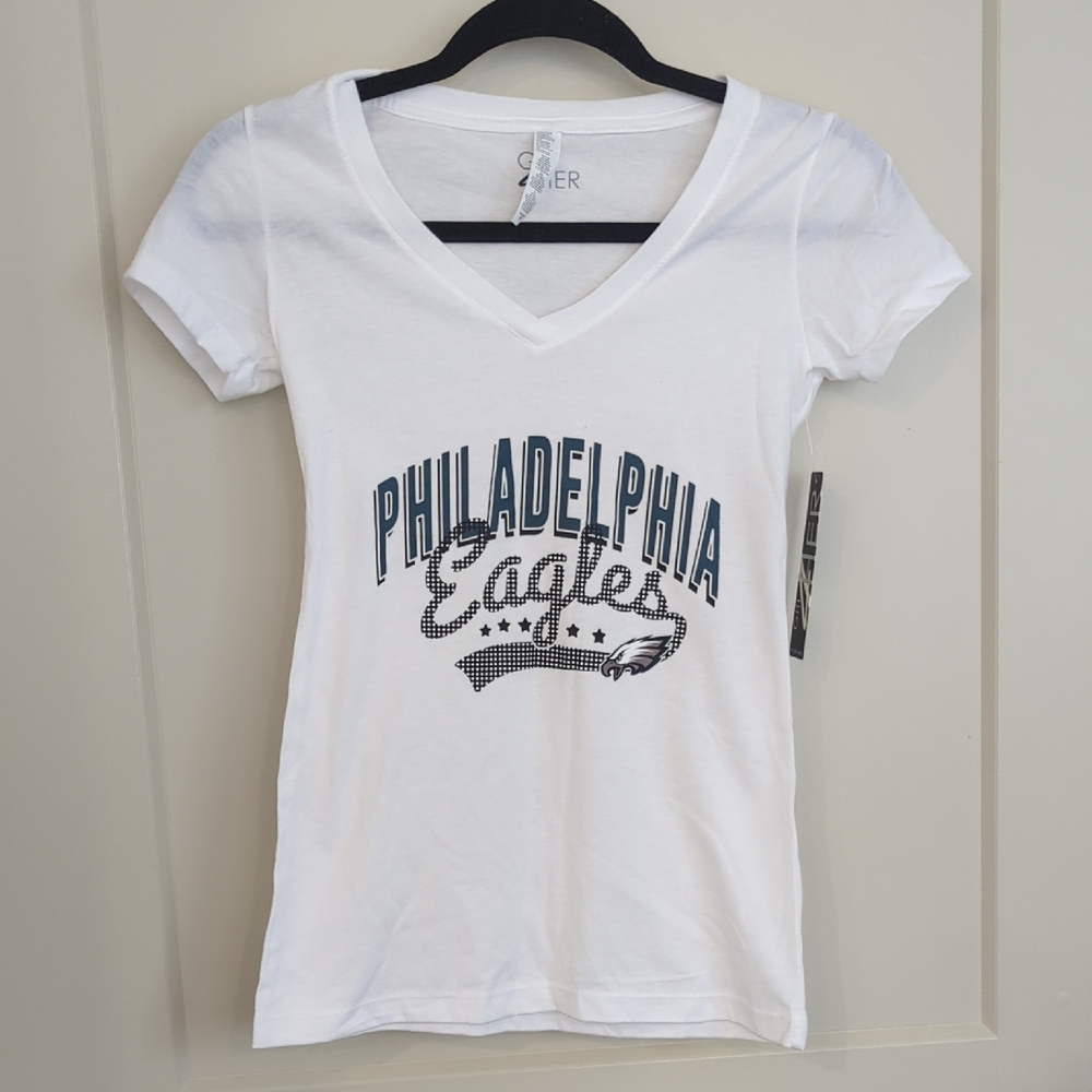 Philadelphia Eagles Women's White V-Neck Top XS Brand New W/ Tags